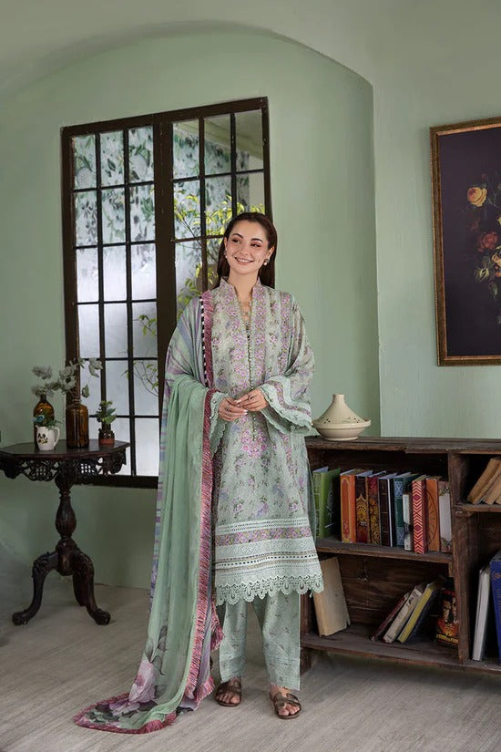 SOBIA NAZIR-3PC KARANDI PRINTED EMBROIDERED SHIRT WITH KARANDI PRINTED DUPATTA AND TROUSER-BIC-2564