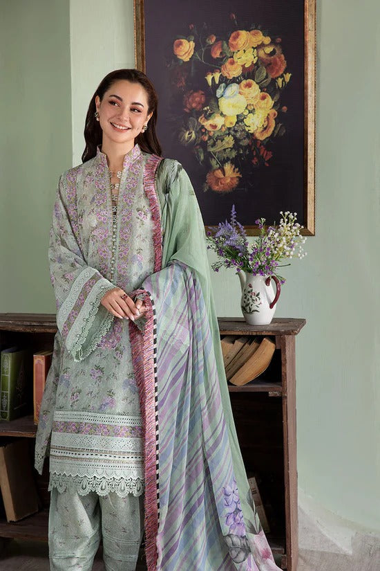 SOBIA NAZIR-3PC KARANDI PRINTED EMBROIDERED SHIRT WITH KARANDI PRINTED DUPATTA AND TROUSER-BIC-2564