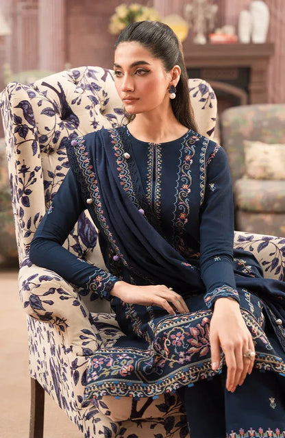 SERAN-3PC DHANAK EMBROIDERED SHIRT WITH DHANAK EMBROIDERD SHAWL-RP-3127