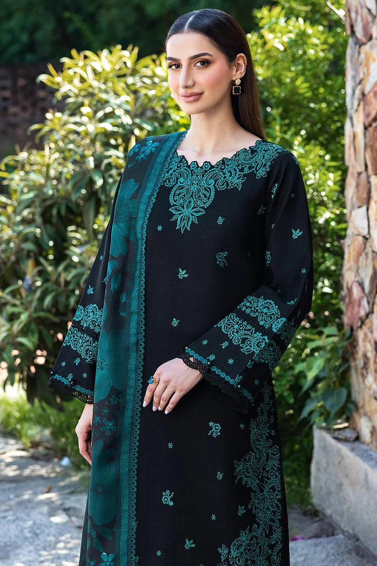 BATIK-3PC KHADDAR EMBROIDERED SHIRT WITH COURTRAI PRINTED SHAWL AND TROUSER-BIC-4391