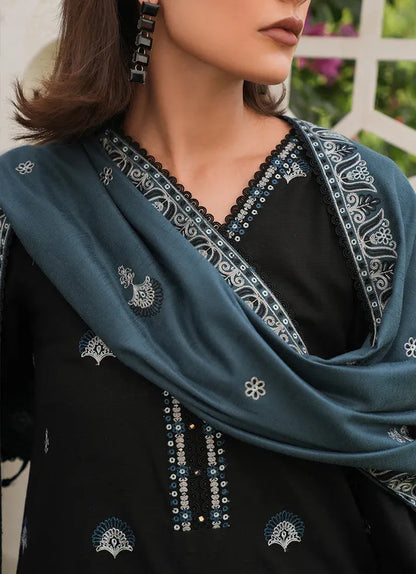 IMAGE - 3PC DHANAK EMBROIDERED SHIRT WITH DHANAK EMBROIDERED SHAWL & TROUSER-RP-3382