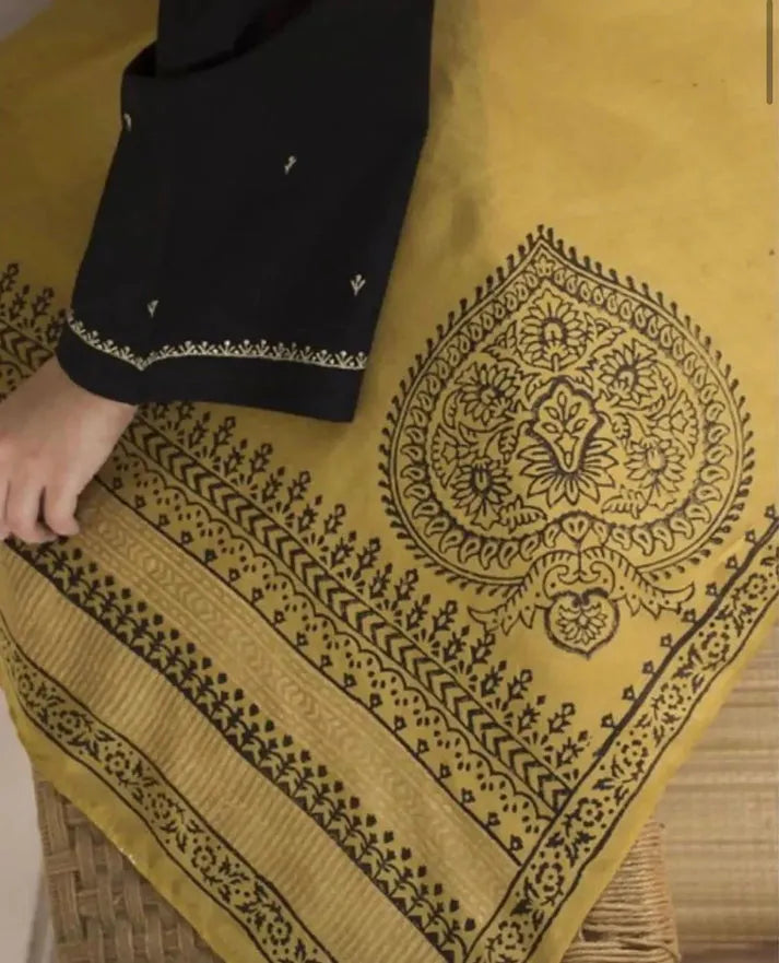 AISLING -3PC DHANAK EMBROIDERED WITH DHANAK PRINT SHAWL -RP-3203