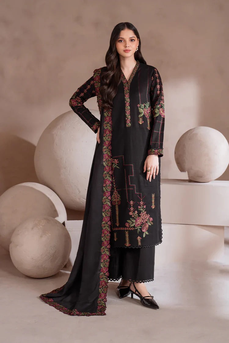 IZNIK-3PC DHANAK EMBROIDERED SHIRT WITH CHIFFON EMBROIDERED DUPATTA & TROUSER-BIC-4134