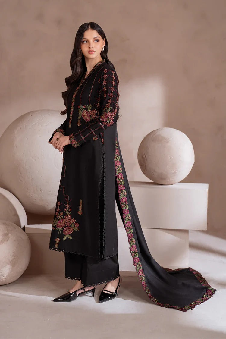 IZNIK-3PC DHANAK EMBROIDERED SHIRT WITH CHIFFON EMBROIDERED DUPATTA & TROUSER-BIC-4134
