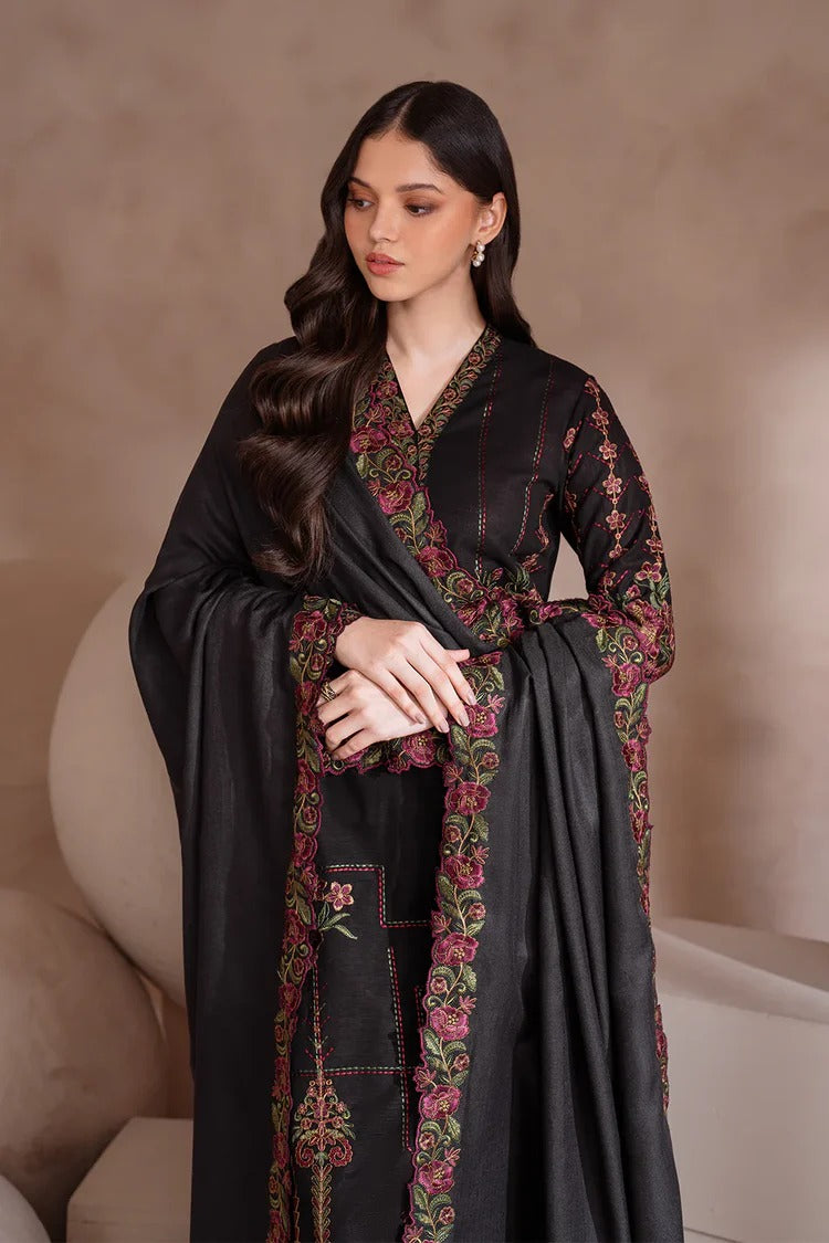 IZNIK-3PC DHANAK EMBROIDERED SHIRT WITH CHIFFON EMBROIDERED DUPATTA & TROUSER-BIC-4134