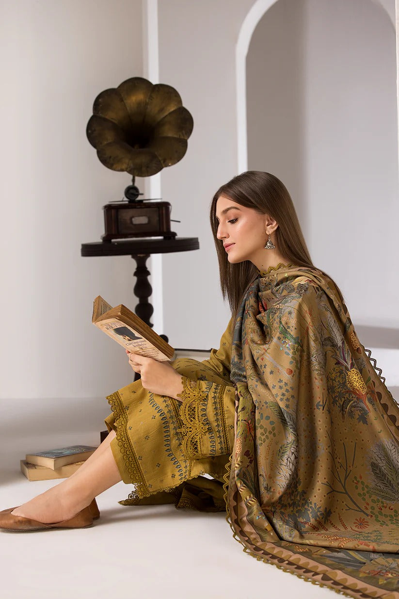 SOBIA NAZIR LAWN 3PC - LAWN EMB SHIRT WITH MONARK PRINTED DUPATTA AND LAWN DYED TROUSER | RP-3570