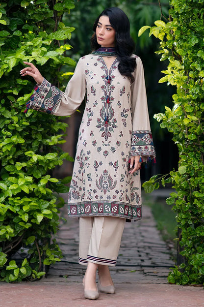 JAZMIN-3PC DHANAK EMBROIDRED SHIRT WITH KOTAIL PRINT SHAWL AND TROUSER-RP128