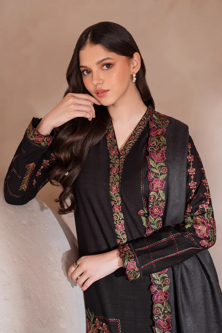 IZNIK-3PC DHANAK EMBROIDERED SHIRT WITH CHIFFON EMBROIDERED DUPATTA & TROUSER-BIC-4134
