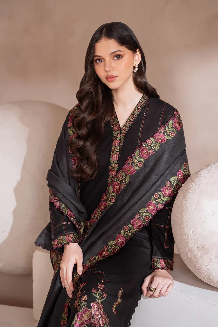 IZNIK-3PC DHANAK EMBROIDERED SHIRT WITH CHIFFON EMBROIDERED DUPATTA & TROUSER-BIC-4134