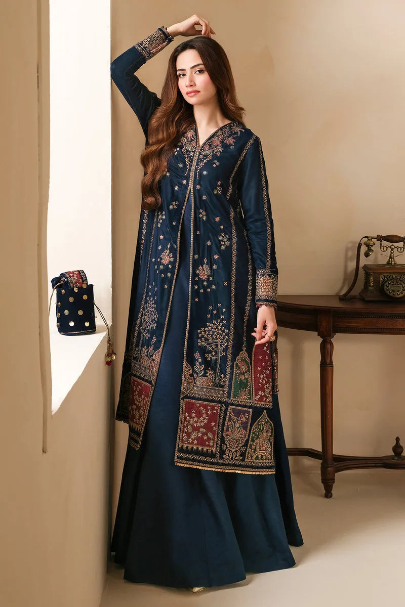 Jazmine 2Pcs Heavy Embroidered Velvet Suit With Velvet Trouser