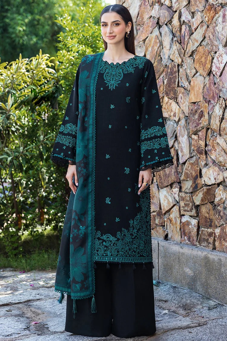 BATIK-3PC KHADDAR EMBROIDERED SHIRT WITH COURTRAI PRINTED SHAWL AND TROUSER-BIC-4391