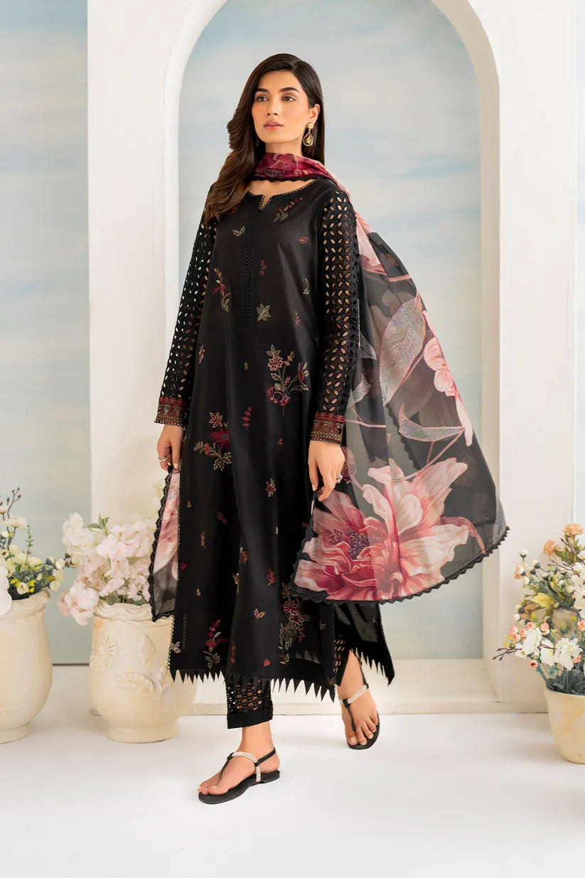 IZNIK- 3PC DHANAK EMBROIDERED SHIRT WITH COUTURE PRINT SHAWL AND TROUSER-RP104