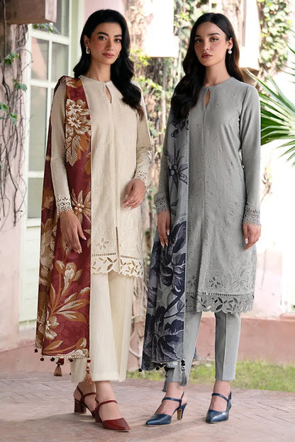 JAZMIN- 3PC DHANAK EMBROIDERED SHIRT WITH KOTAIL PRINT SHAWL AND TROUSER-RP134