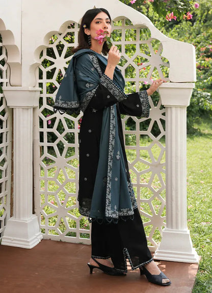 IMAGE - 3PC DHANAK EMBROIDERED SHIRT WITH DHANAK EMBROIDERED SHAWL & TROUSER-RP-3382