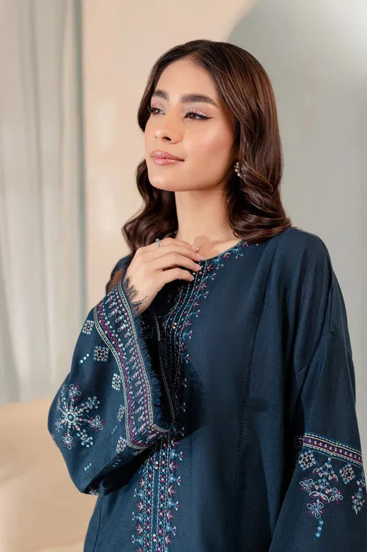 JAMIZ-2PC DHANAK EMBROIDRED SHIRT WITH AND TROUSER-RP-3274