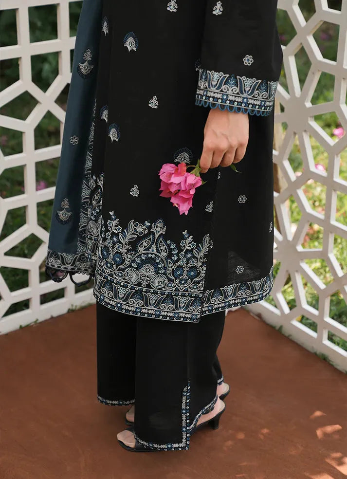 IMAGE - 3PC DHANAK EMBROIDERED SHIRT WITH DHANAK EMBROIDERED SHAWL & TROUSER-RP-3382