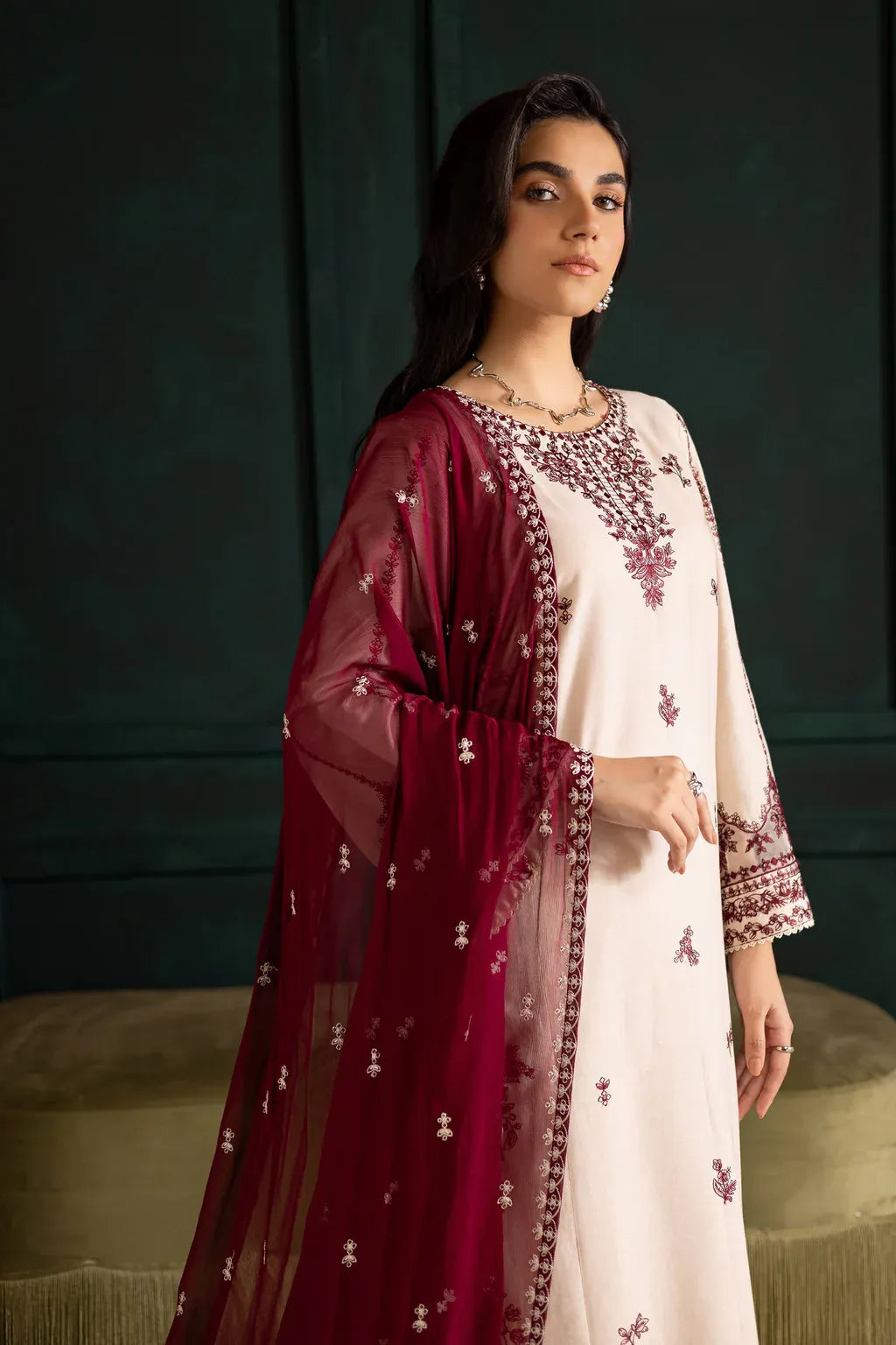 BATIK-3PC LAWN EMBROIDERED SHIRT WITH CHIFFON EMBROIDERED DUPATTA AND EMB TROUSER-RP-4610
