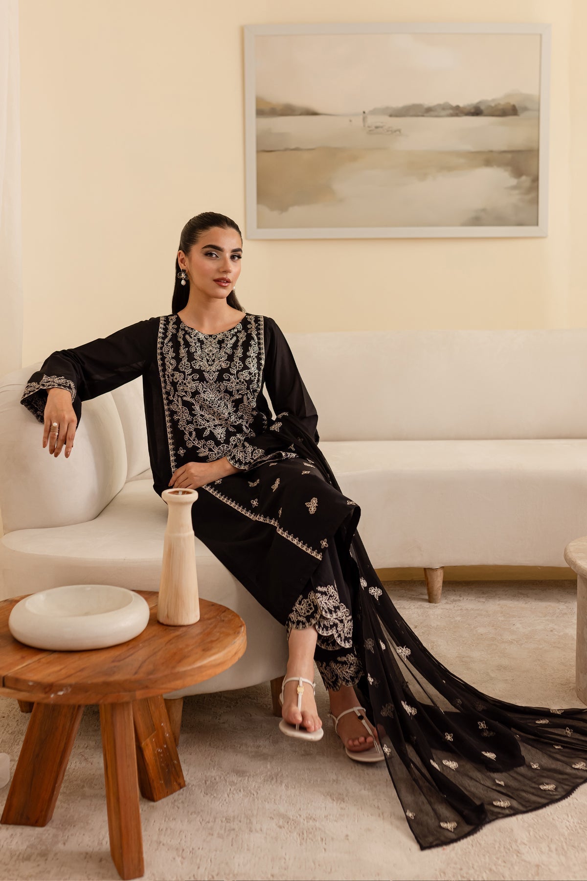 BATIK-3PC DHANAK EMBROIDERED SHIRT WITH CHIFFON EMBROIDERED DUPATTA & EMB TROUSER-BIC-4193