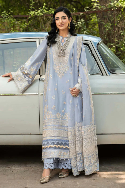 ETHNC-3PC LAWN EMBROIDERED SHIRT WITH ORGANZA EMBROIDERED DUPATTA AND TROUSER -RP-4710