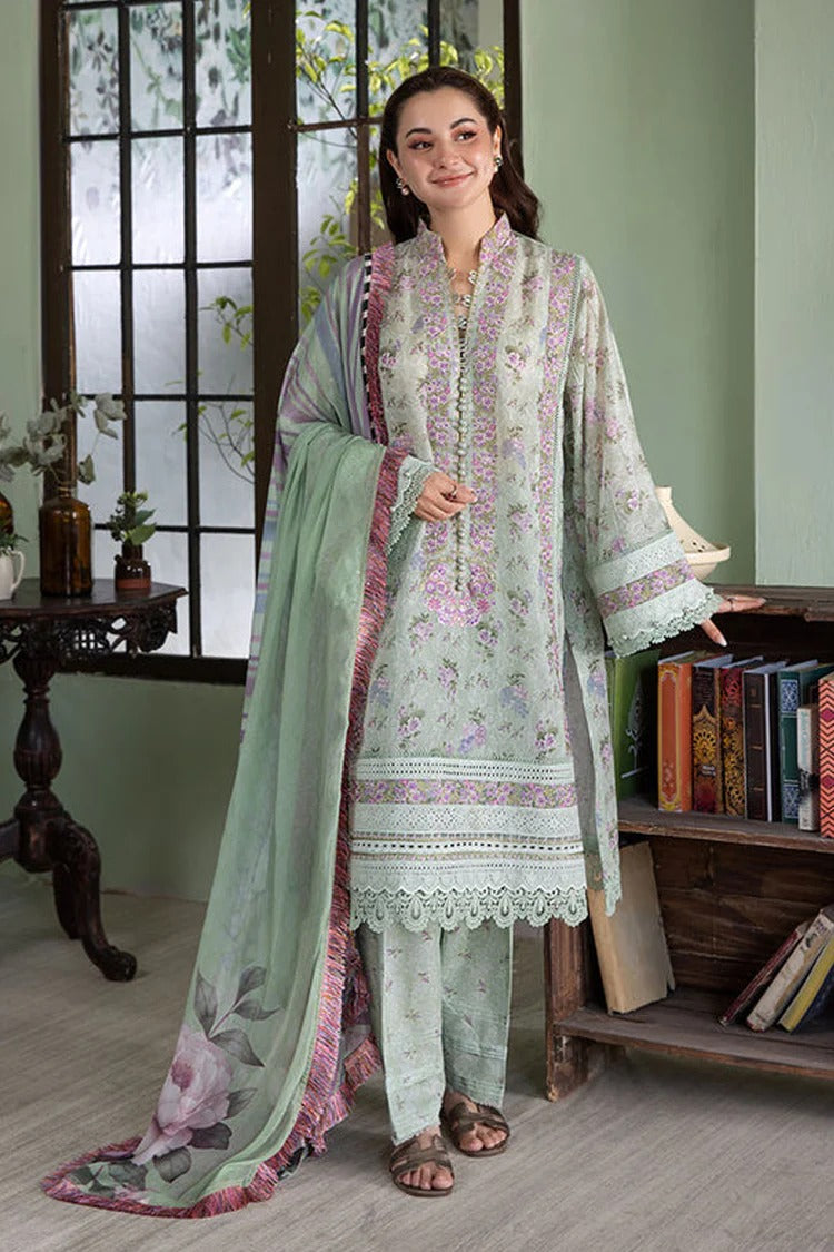 SOBIA NAZIR-3PC KARANDI PRINTED EMBROIDERED SHIRT WITH KARANDI PRINTED DUPATTA AND TROUSER-BIC-2564