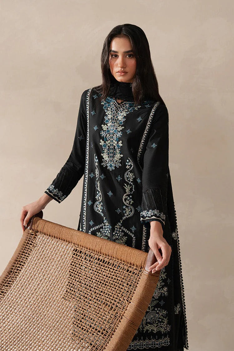 BEECHTREE-3PC KARANDI EMBROIDERED SHIRT WITH KHADDI NET EMBROIDERED DUPATTA AND EMB TROUSER-BIC-4258