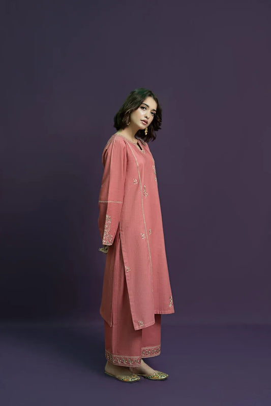 URGE-2PC KHADAR EMBROIDRED SHIRT WITH AND EMBROIDRED TROUSER-RP115