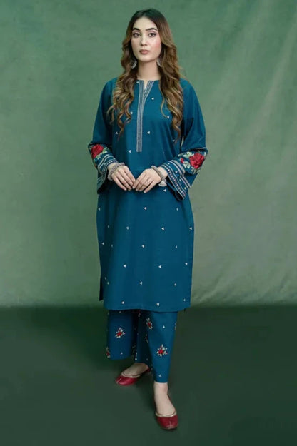 URGE-2PC DHANAK EMBROIDRED SHIRT WITH AND EMBROIDRED TROUSER-RP-3105