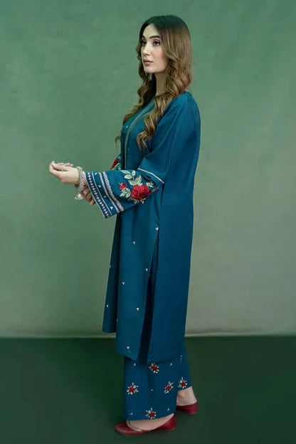 URGE-2PC DHANAK EMBROIDRED SHIRT WITH AND EMBROIDRED TROUSER-RP-3105