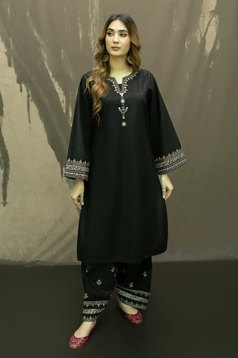 URGE-2PC DHANAK EMBROIDRED SHIRT WITH AND EMBROIDRED TROUSER-107