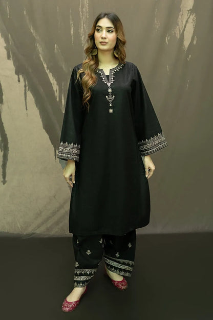 URGE-2PC DHANAK EMBROIDRED SHIRT WITH AND EMBROIDRED TROUSER-107