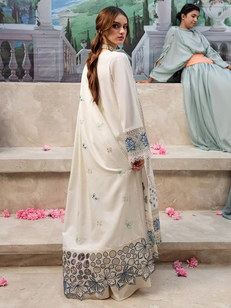 MAHNUR-3PC DHANAK LASER CUT EMB SHIRT WITH DHANAK LASERCUT EMB DUPATTA & TROUSER-BIC-4103