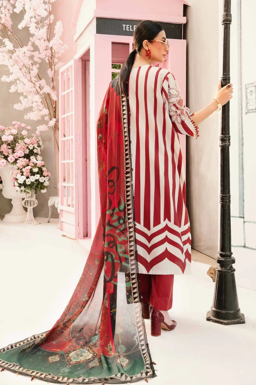 MARIA.B LAWN 3PC - LAWN EMB PRINTED SHIRT WITH CHIFFON PRINTED DUPATTA AND LAWN PRINTED TROUSER | RP