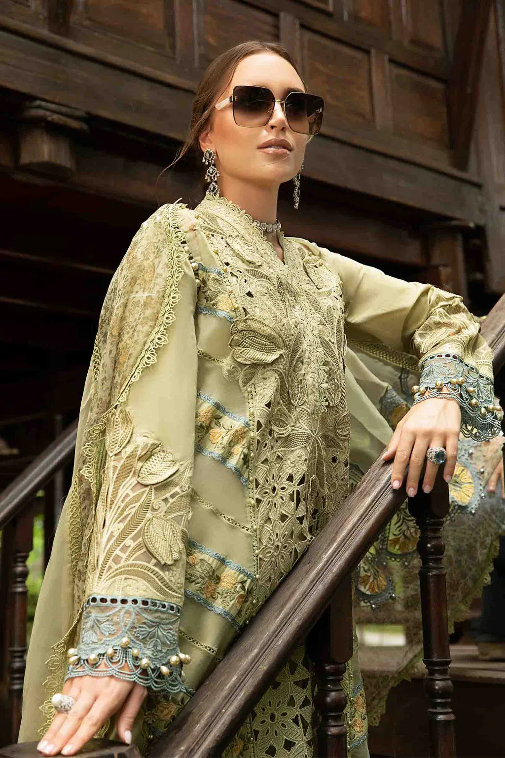 MARIA.B-3PC LAWN EMBROIDERED SHIRT WITH EMBROIDERED ORGANZA DAMAN CHIFFON PRINTED EMB DUPATTA AND EMB TROUSER-RP-4606