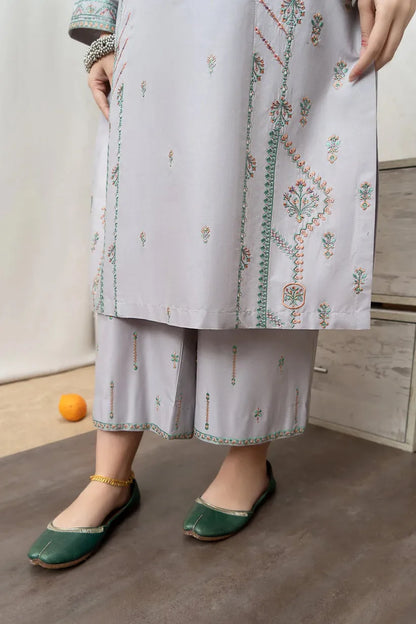 URGE - 3PC DHANAK EMBROIDERED SHIRT WITH COUTUTRE PRINTED SHAWL & EMB TROUSER-RP127