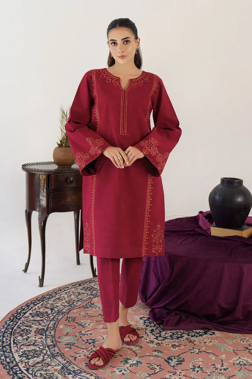 HANA- 3PC KHADAR EMBROIDERED SHIRT WITH ORGANZA EMBROIDRED DUPATTA AND TROUSER-106