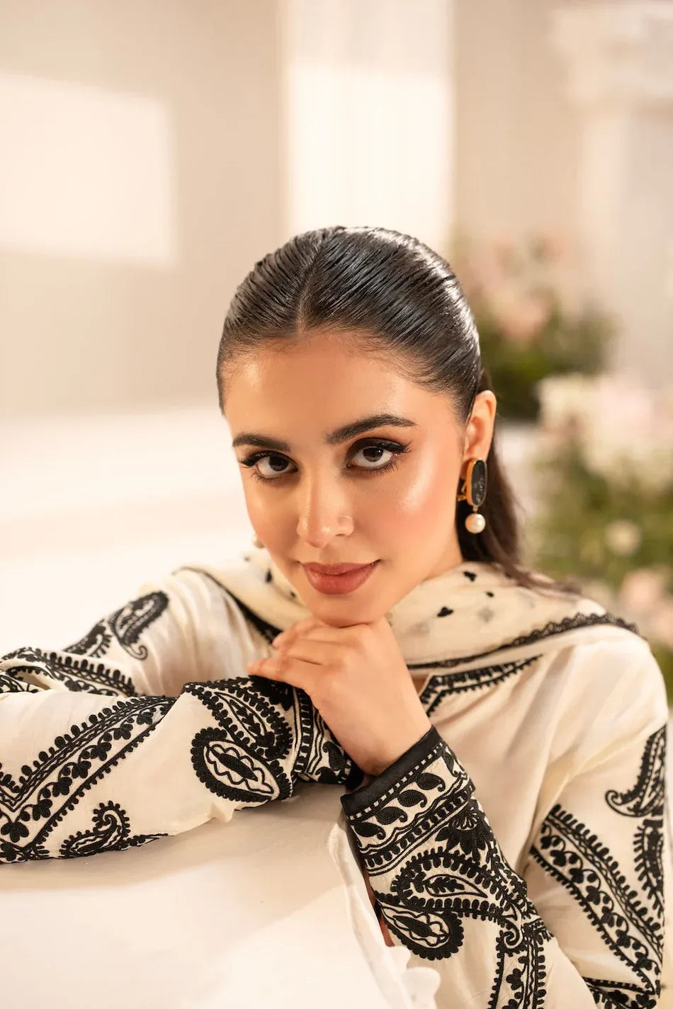 MIRANA-3PC LAWN EMBROIDERED SHIRT WITH KHADDI NET EMBROIDERED DUPATTA & TROUSER-RP-4701