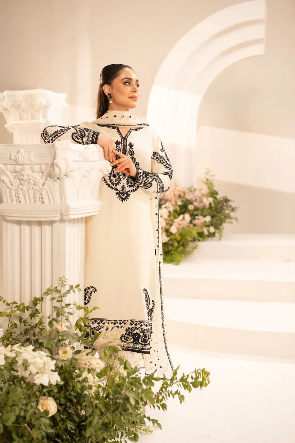 MIRANA-3PC LAWN EMBROIDERED SHIRT WITH KHADDI NET EMBROIDERED DUPATTA & TROUSER-RP-4701