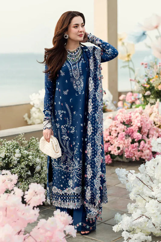 QALAMKAR-3PC LAWN EMBROIDERED SHIRT WITH KHADDI NET EMBROIDERED DUPATTA AND TROUSER-RP-4608