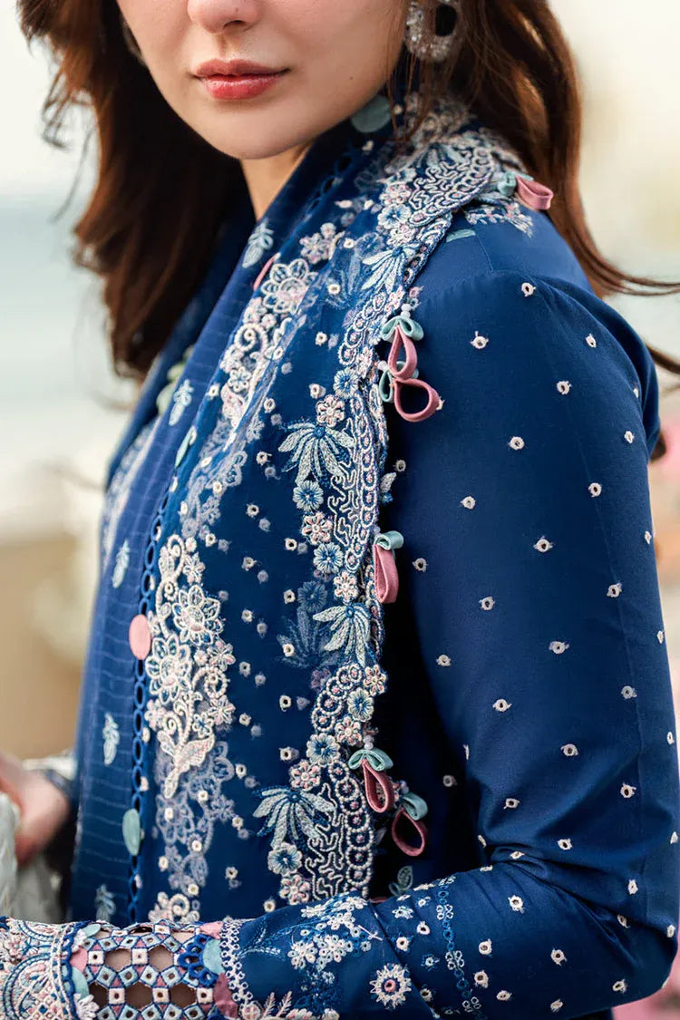 QALAMKAR-3PC LAWN EMBROIDERED SHIRT WITH KHADDI NET EMBROIDERED DUPATTA AND TROUSER-RP-4608