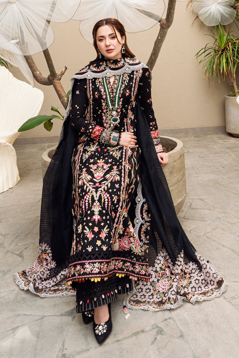 QALAMQAR-3PC DHANAK EMBROIDERED SHIRT WITH COTTON NET EMBROIDERED DUPATTA -BIC-4254