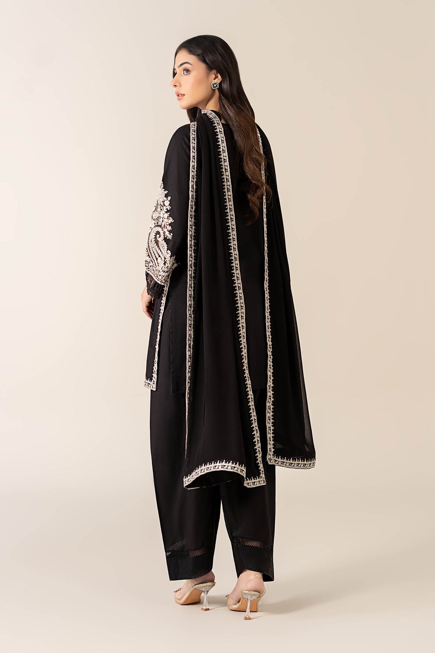 MARIA.B-3PC DHANAK EMBROIDERED SHIRT WITH BAMBER CHIFFON EMBROIDERED DUPATTA & TROUSER-BIC-4175
