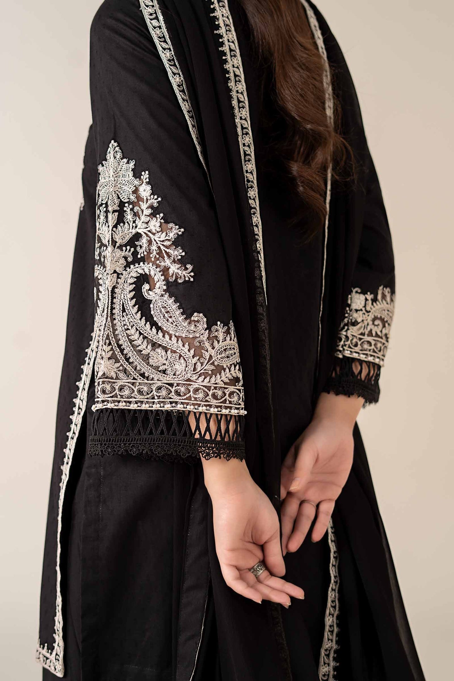 MARIA.B-3PC DHANAK EMBROIDERED SHIRT WITH BAMBER CHIFFON EMBROIDERED DUPATTA & TROUSER-BIC-4175