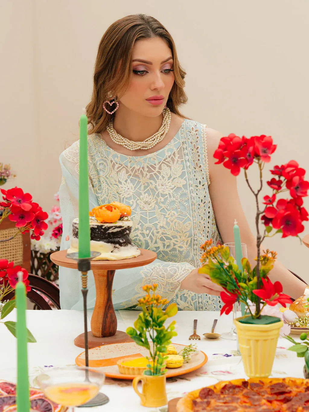 MAHNUR-3PC LAWN CHIKANKAARI EMBROIDERED SHIRT WITH KHAADI NET EMBROIDERED DUPATTA AND TROUSER -RP-4749