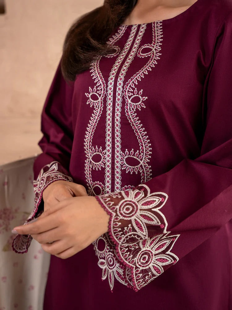 IZEL-2PC DHANAK EMBROIDERED SHIRT WITH DHANAK TROUSER-BIC-104
