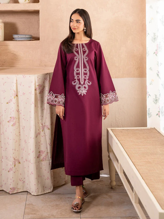 IZEL-2PC DHANAK EMBROIDERED SHIRT WITH DHANAK TROUSER-BIC-104