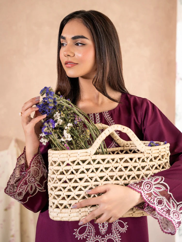 IZEL-2PC DHANAK EMBROIDERED SHIRT WITH DHANAK TROUSER-BIC-104