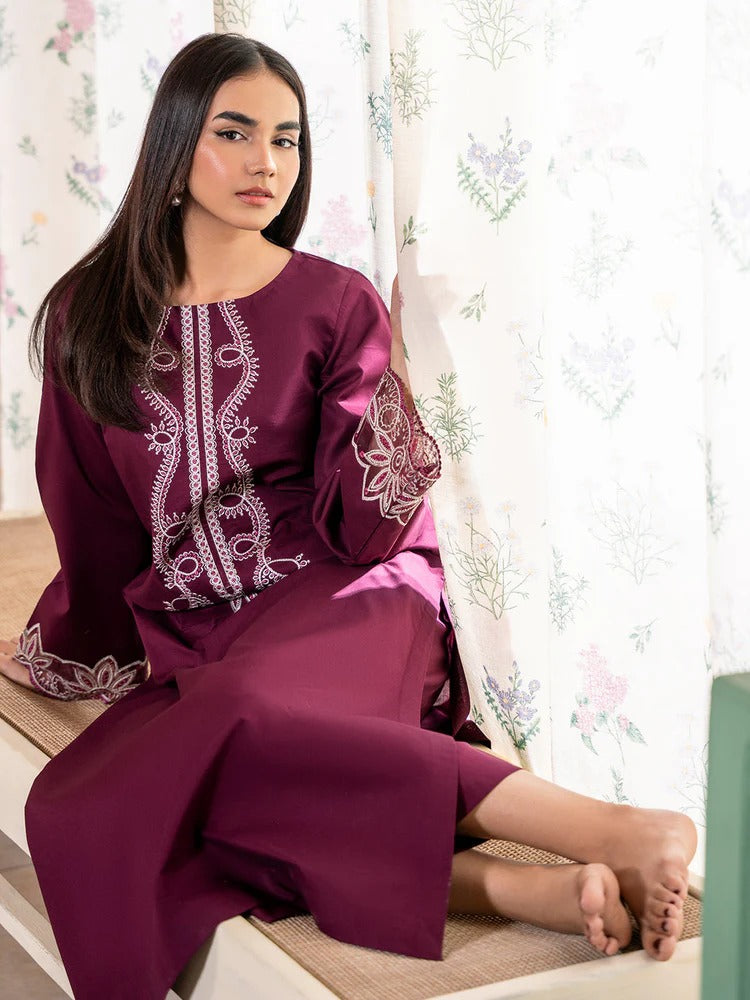 IZEL-2PC DHANAK EMBROIDERED SHIRT WITH DHANAK TROUSER-BIC-104