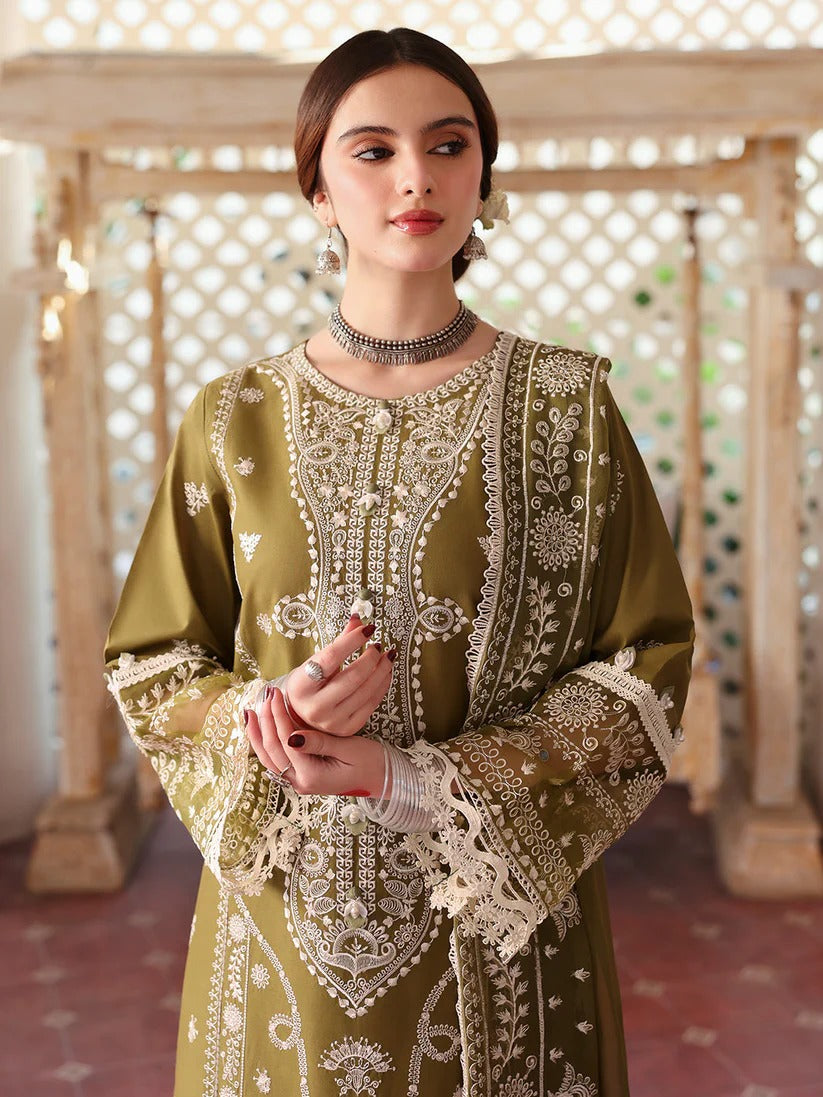 JAZMIN LAWN 3PC - LAWN EMB SHIRT WITH LAWN HEAVY EMB READY TO WEAR DUPATTA AND LAWN DYED TROUSER | RP-3705