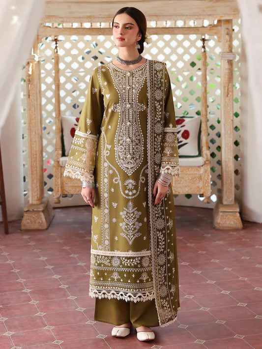 JAZMIN LAWN 3PC - LAWN EMB SHIRT WITH LAWN HEAVY EMB READY TO WEAR DUPATTA AND LAWN DYED TROUSER | RP-3705