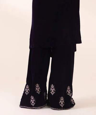 Sapphire 2Pcs Heavy Embroidered Velvet Suit With Embroidered Velvet Trouser